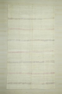 Turkish Hemp Rug 7x12 Minimalist Striped Organic Hemp Kilim Rug 200,356