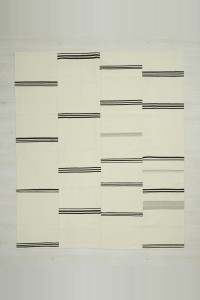 Turkish Natural Rug 7x8 Modern Stripe Moroccan Style Turkish Kilim Rug 213,252