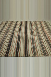 7x8 Stripe Vintage Turkish Kilim Rug 209,250 - Turkish Natural Rug  $i