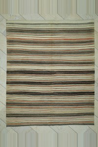 Turkish Natural Rug 7x8 Stripe Vintage Turkish Kilim Rug 209,250