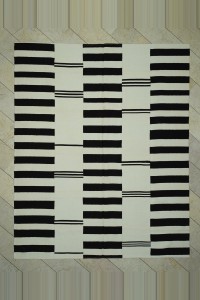 Turkish Natural Rug 8x10 Contemporary Stripe Turkish Kilim Rug 250,307