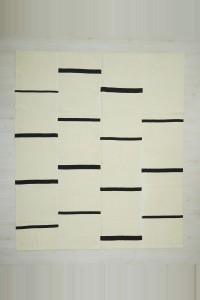 Turkish Natural Rug 8x10 Minimalist Decor Stripe Kilim Rug 250,290