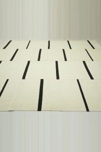 8x10 Modern Dark Brown Stripe And White Kilim Rug. 242,307 - Turkish Natural Rug  $i
