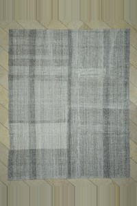 Goat Hair Rug 8x11 Striped Gray Flat Weave Kilim Rug. 257,320