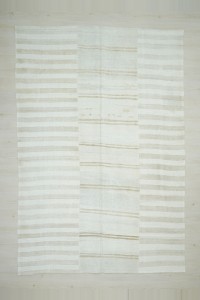 Turkish Hemp Rug 8x11 Striped Pattern Modern Hemp Kilim Rug. 232,343