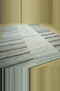 9x12 Gray And Brown Stripe Kilim Rug. 281,357 - Grey Turkish Rug  $i