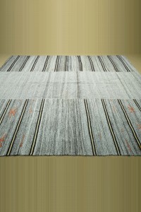 9x12 Gray And Brown Stripe Kilim Rug. 281,357 - Grey Turkish Rug  $i