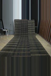 9x21 Minimalist Stripe Long And Wide Rag Rug 273,637 - Goat Hair Rug  $i
