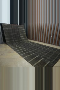 9x21 Minimalist Stripe Long And Wide Rag Rug 273,637 - Goat Hair Rug  $i