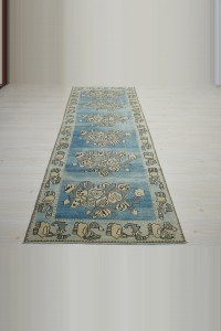 Beautiful Indigo Blue Wool Rug Runner 3x10 102,288 - Turkish Rug Runner  $i