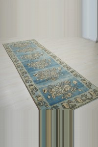 Beautiful Indigo Blue Wool Rug Runner 3x10 102,288 - Turkish Rug Runner  $i