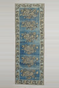 Turkish Rug Runner Beautiful Indigo Blue Wool Rug Runner 3x10 102,288