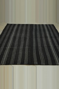 Black And Gray Turkish Kilim Rug 7x8 Feet 198,238 - Goat Hair Rug  $i