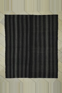 Goat Hair Rug Black And Gray Turkish Kilim Rug 7x8 Feet 198,238
