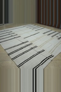 Black And White Striped Hemp Rug 10x12  324,356 - Turkish Hemp Rug  $i