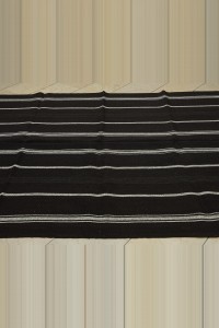 Black And White Turkish Kilim Rug 6x8  180,237 - Goat Hair Rug  $i