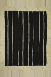 Goat Hair Rug Black And White Turkish Kilim Rug 6x8  180,237