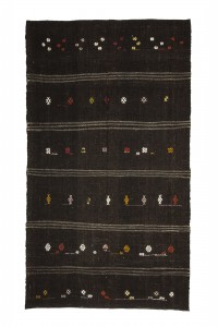 Goat Hair Rug Black Turkish Kilim Rug 5x9 Feet  162,286