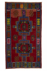 Turkish Kilim Rug Blue Red Turkish Kilim Rug 5x8 Feet 145,260