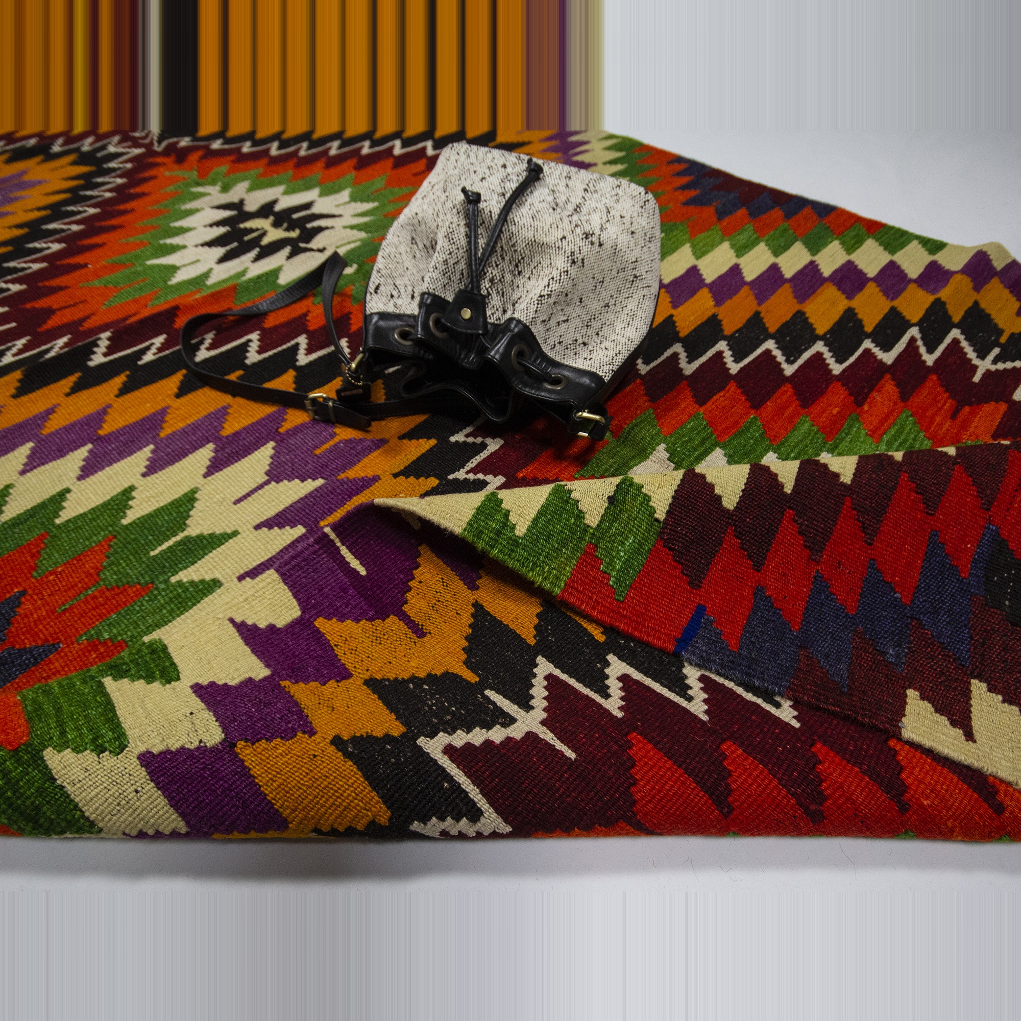 Bright Turkish Kilim Rug 4x10 Feet Turkish Kilim Rug