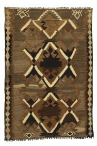 Turkish Kilim Rug Brown and Black Kilim Rug 3x4 Feet 88,130