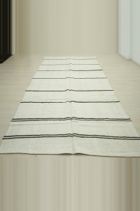 Brown And White Hemp Kilim Rug 6x11 165,344 - Turkish Hemp Rug  $i