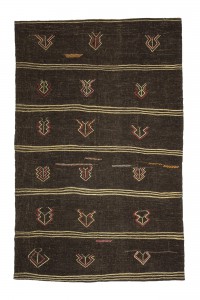 Goat Hair Rug Brown Turkish Flat Weave Kilim Rug 6x9 Feet  179,281