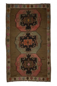 Turkish Kilim Rug Brown Turkish Kilim Rug 7x12 Feet 210,353