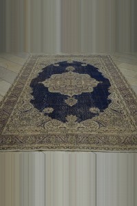 Cevheri Tebriz Pattern Navy Blue Oushak Rug 6x10 Feet 196,290 - Oushak Rug  $i