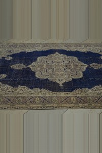 Cevheri Tebriz Pattern Navy Blue Oushak Rug 6x10 Feet 196,290 - Oushak Rug  $i