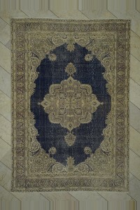 Oushak Rug Cevheri Tebriz Pattern Navy Blue Oushak Rug 6x10 Feet 196,290
