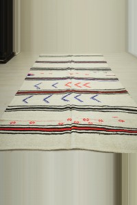 Colorful Stripe Vintage Hemp Rug 7x12 Feet 198,350 - Turkish Hemp Rug  $i