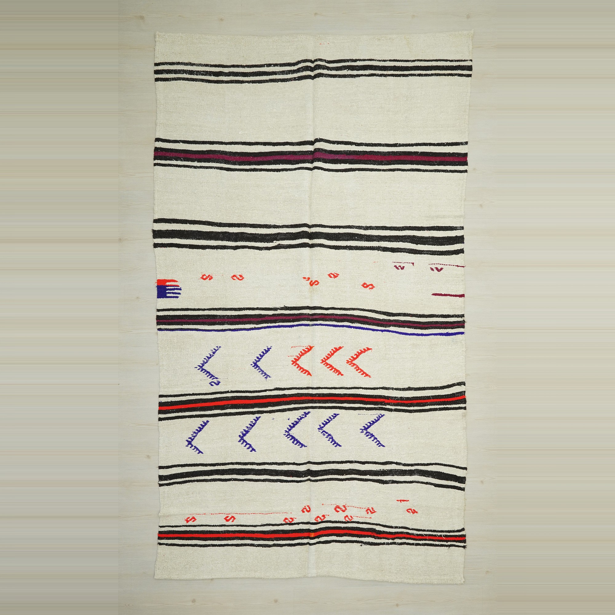 Colorful Stripe Vintage Hemp Rug 7x12 Feet 198,350 - Turkish Hemp Rug 