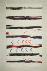 Turkish Hemp Rug Colorful Stripe Vintage Hemp Rug 7x12 Feet 198,350
