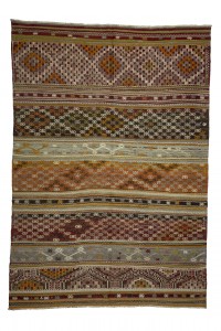 Turkish Kilim Rug Colourful Embrodiery Turkish Kilim Rug 6x9 Feet 188,269