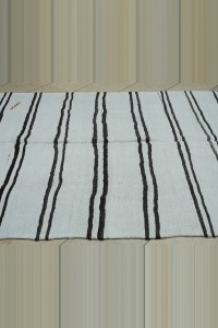 Dark Brown And White Hemp Kilim Rug 5.5x9 172,267 - Turkish Hemp Rug  $i