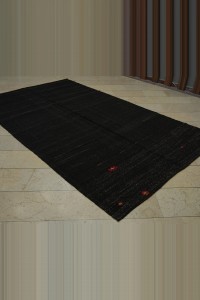 Dark Brown Turkish Kilim Rug 6x10  178,305 - Goat Hair Rug  $i