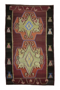 Turkish Kilim Rug Dark Oversized Kilim 8x12 227,366