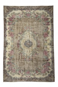 Oushak Rug Double Knotted Vintage Turkish Rug 7x10 Feet 208,310