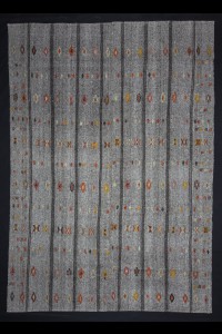 Embroidered Gray Kilim Rug 7x10 Feet 208,296 - Grey Turkish Rug  $i