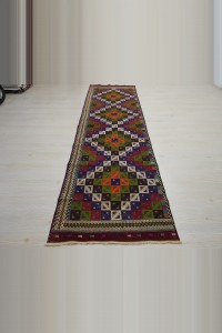 Embroidered  Kilim Runner Rug 3x11 Feet 88,330 - Turkish Rug Runner  $i