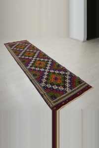 Embroidered  Kilim Runner Rug 3x11 Feet 88,330 - Turkish Rug Runner  $i