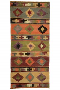 Turkish Kilim Rug Ethnic Turkish Kilim Rug 3x8 Feet 104,229