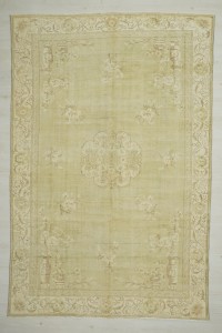 Oushak Rug Faded Green Vintage Oushak Rug 7x10 Feet 210,315