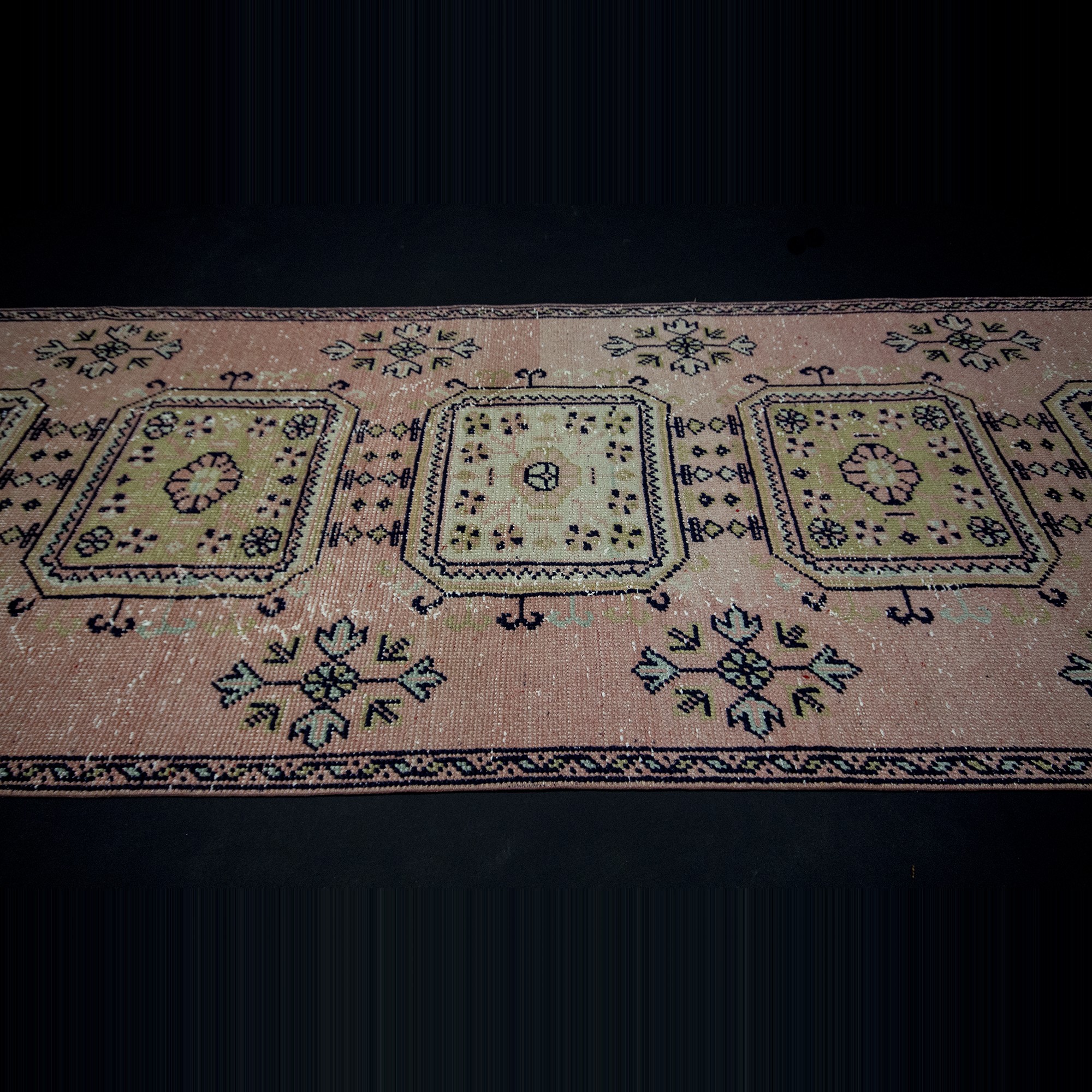 Faded Salmon Pink Runner Rug 3x12 Feet Turkish Rug Runner