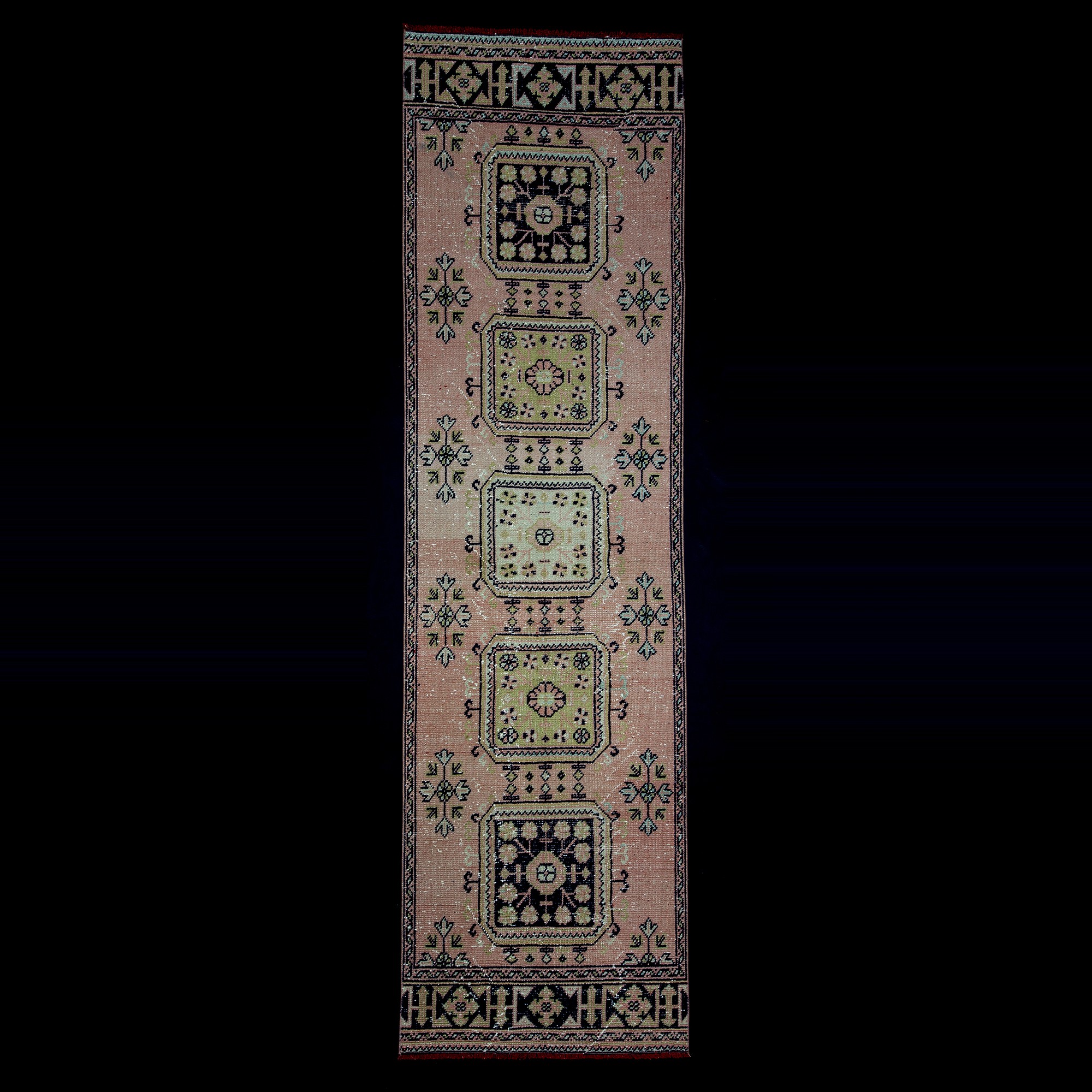 Faded Salmon Pink Runner Rug 3x12 Feet Turkish Rug Runner