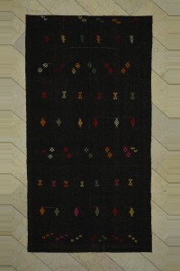 Goat Hair Rug Flat weave Dark Brown Goat Hair Rug 5x10  155,293