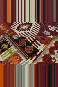 Flat Weave Old Turkish Kilim Rug 6x9 Feet 190,279 - Turkish Kilim Rug  $i