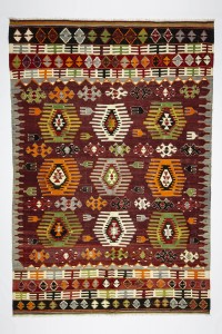 Turkish Kilim Rug Flat Weave Old Turkish Kilim Rug 6x9 Feet 190,279