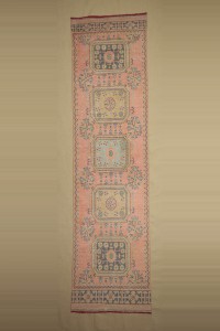 Turkish Rug Runner Frame Motif Vintage Runner Rug 3x12 Feet 93,348